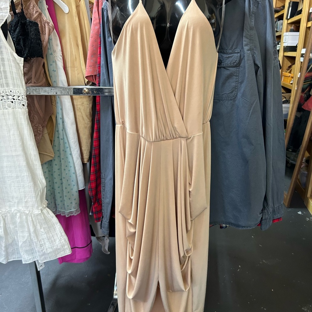 Charlotte Russe Tan Draped Maxi Dress